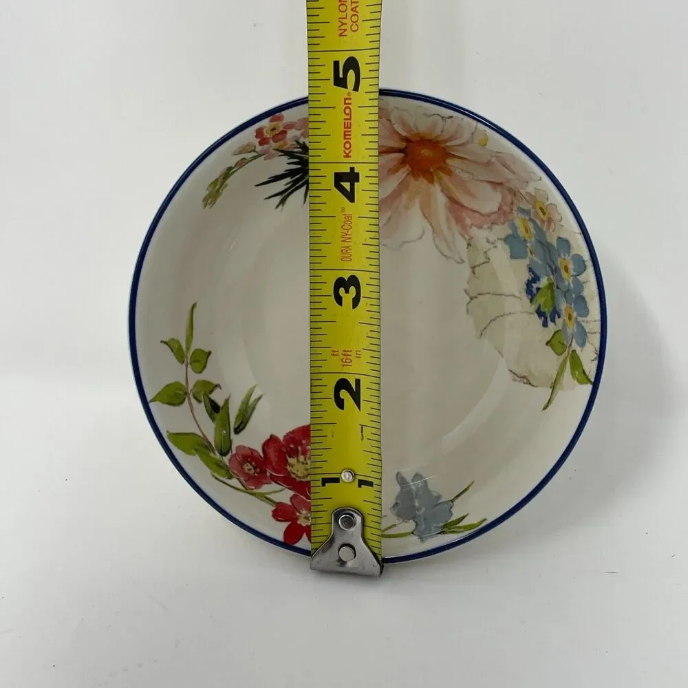 Pottery Barn Floral Ceramic Fruit Bowls Set of 4 Microwave Dishwasher Safe